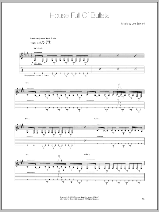 Joe Satriani House Full Of Bullets Sheet Music