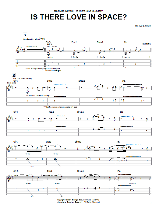 Joe Satriani Is There Love In Space? Sheet Music