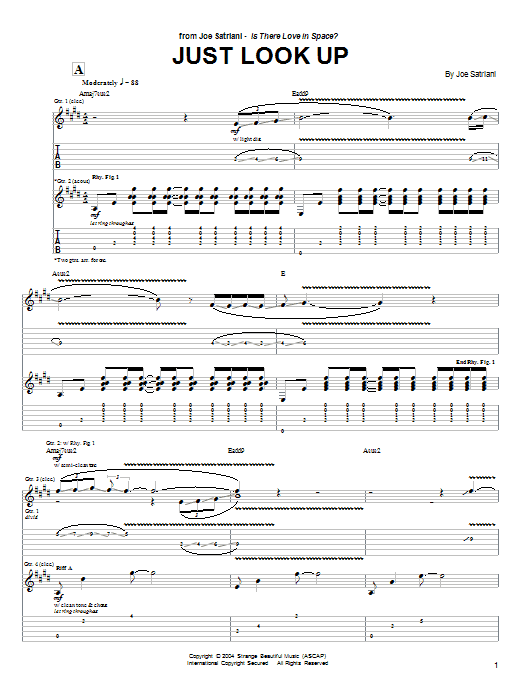 Joe Satriani Just Look Up Sheet Music