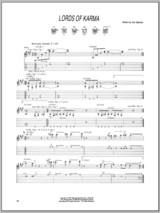 Joe Satriani Lords Of Karma Sheet Music