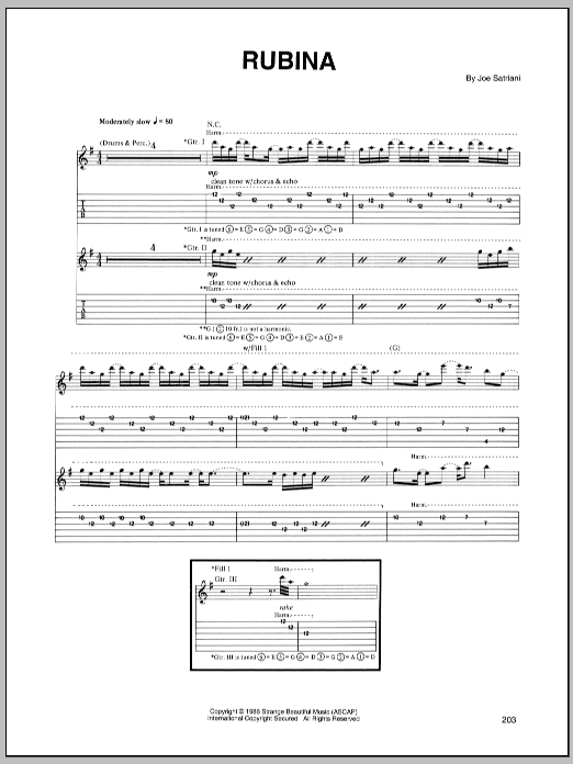 Joe Satriani Rubina Sheet Music