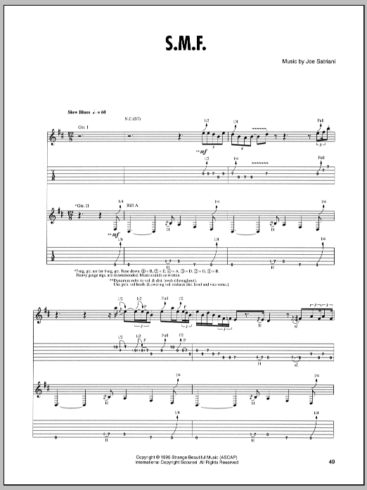 Joe Satriani S.M.F. Sheet Music