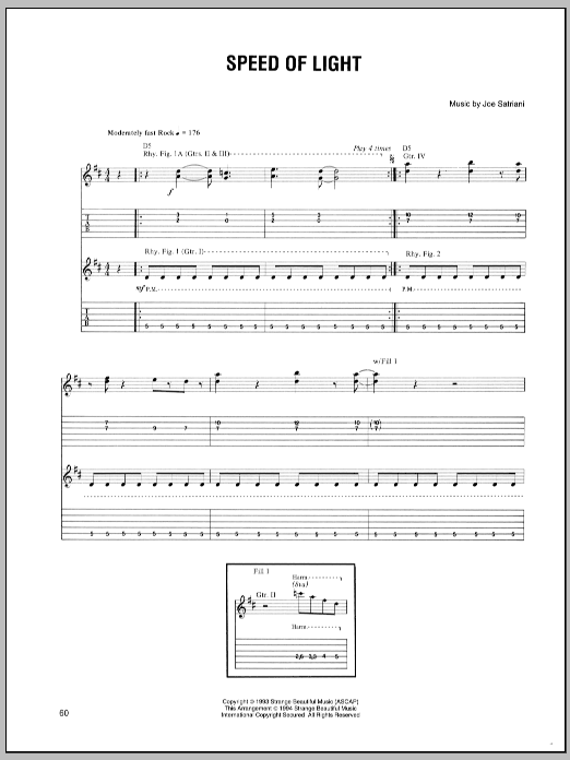 Joe Satriani Speed Of Light Sheet Music