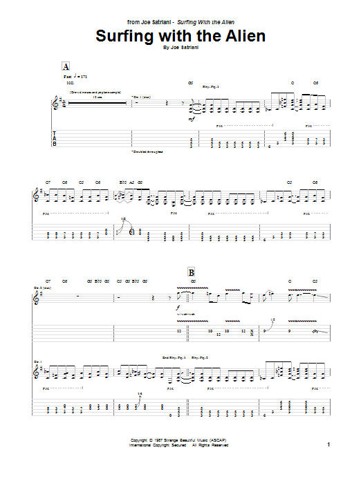 Joe Satriani Surfing With The Alien Sheet Music