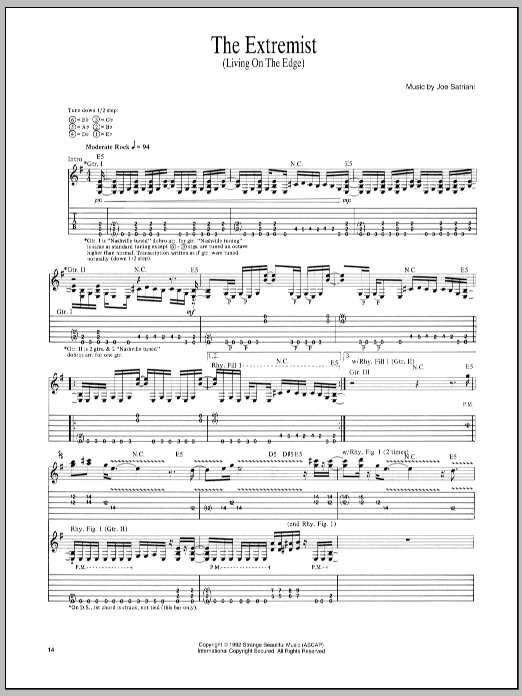 Joe Satriani The Extremist Sheet Music