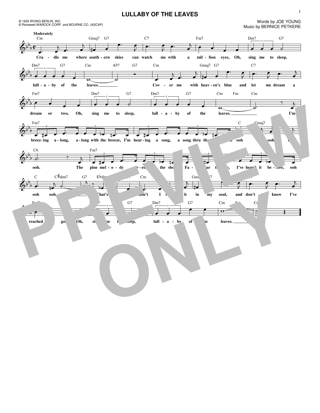 Joe Young Lullaby Of The Leaves Sheet Music