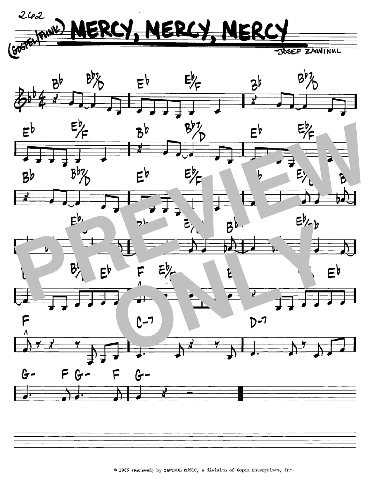 Josef Zawinul Mercy, Mercy, Mercy Sheet Music