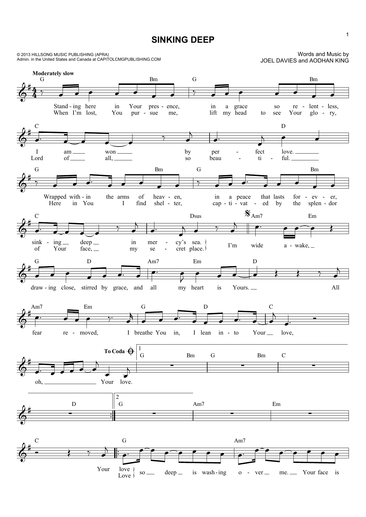Joel Davies Sinking Deep Sheet Music