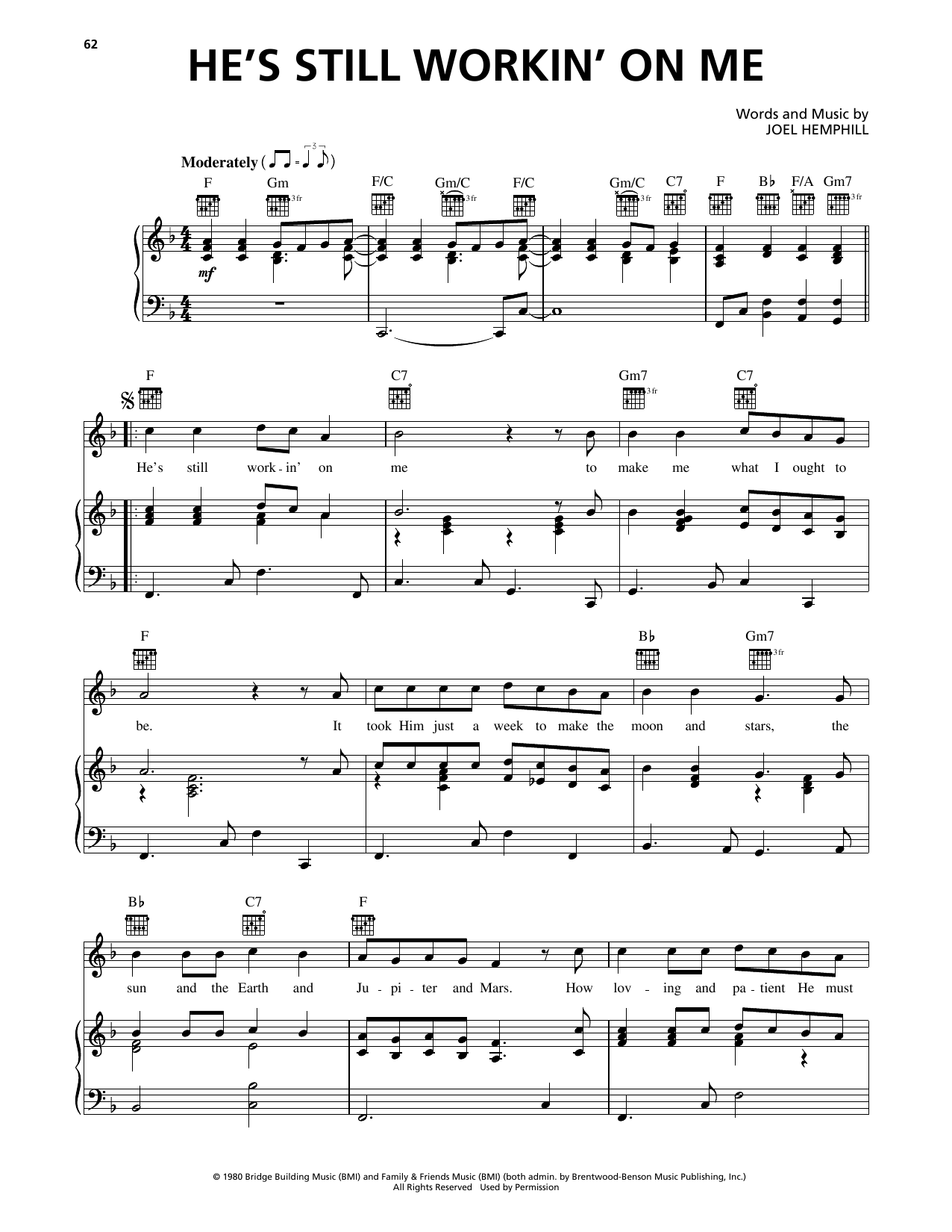 Joel Hemphill He's Still Workin' On Me Sheet Music