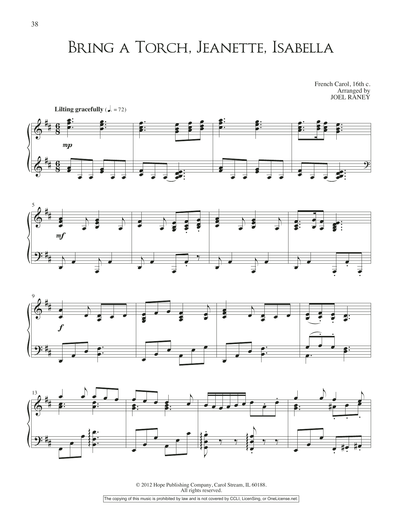 JOEL RAYNEY Bring a Torch, Jeanette, Isabella Sheet Music
