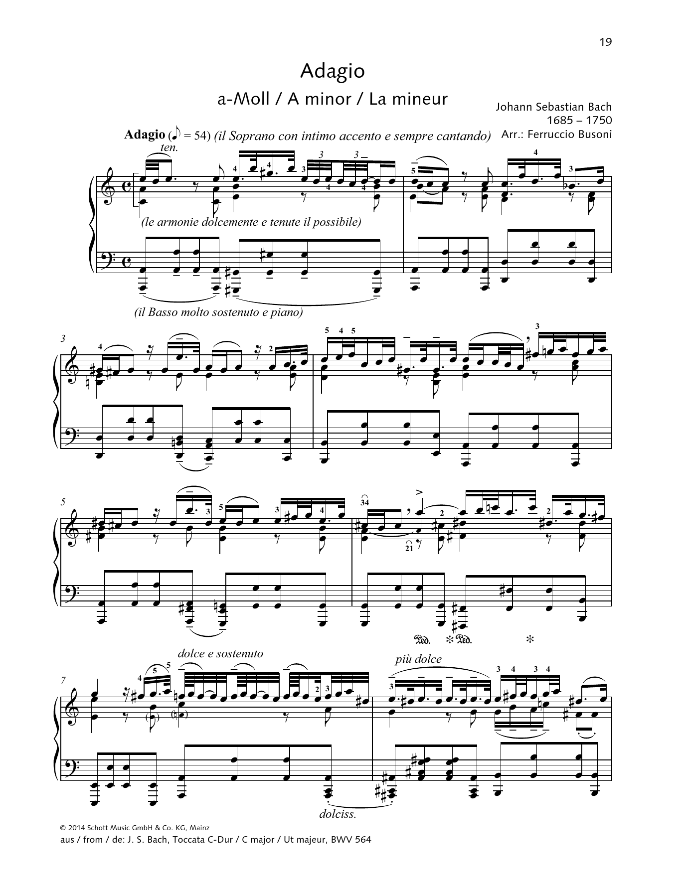 Johann Sebastian Bach Adagio Sheet Music