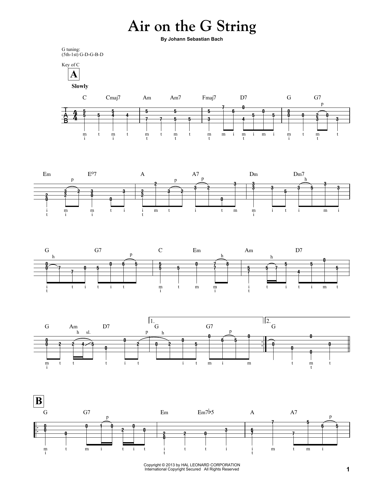 Johann Sebastian Bach Air (Air On The G String) (arr. Mark Phillips) Sheet Music
