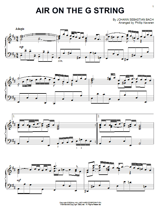 Johann Sebastian Bach Air On The G String (arr. Phillip Keveren) Sheet Music
