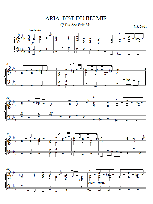 Joahnn Sebastian Bach Bist Du Bei Mir (If You Are With Me) Sheet Music