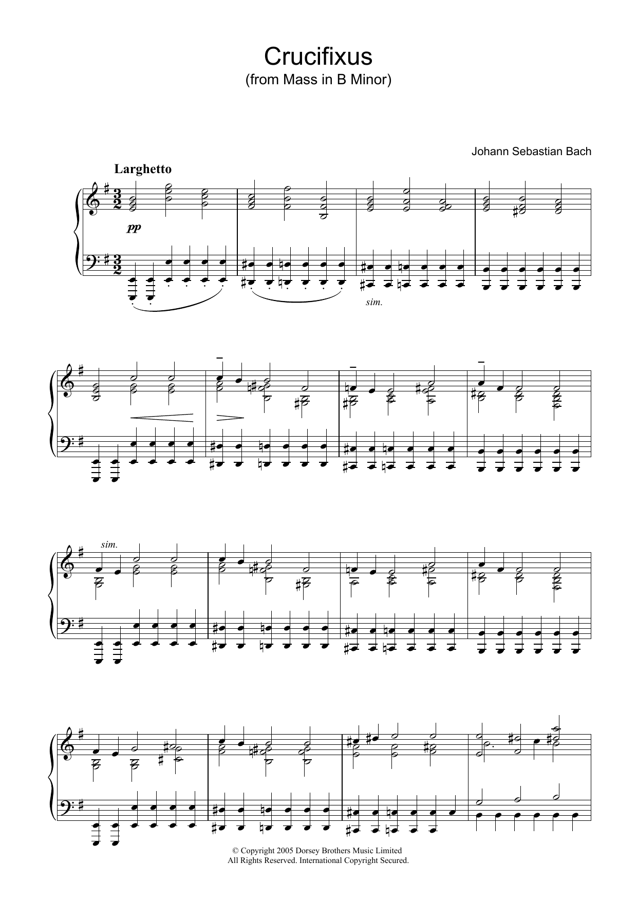 Johann Sebastian Bach Crucifixus (from Mass In B Minor) Sheet Music
