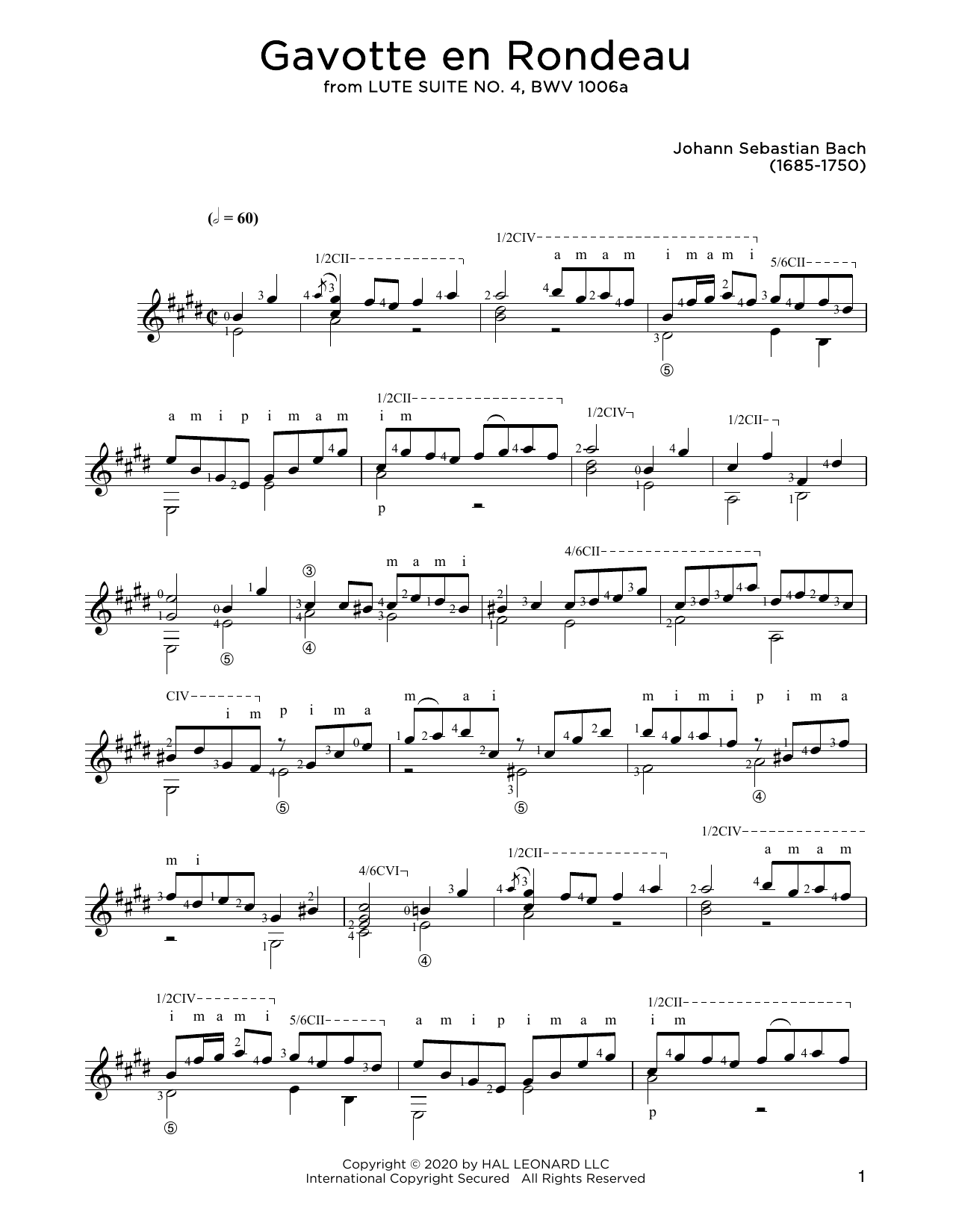 Johann Sebastian Bach Gavotte En Rondeau Sheet Music