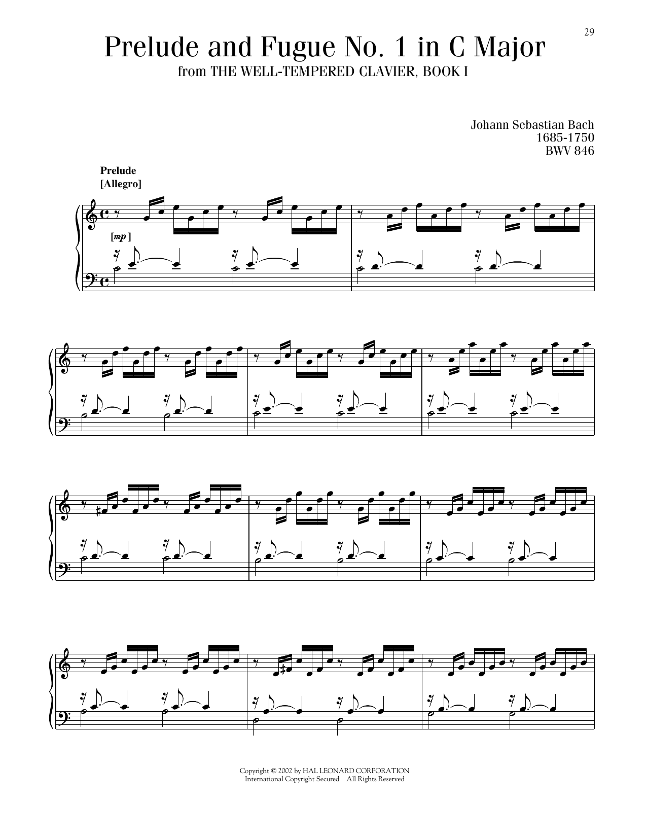 Johann Sebastian Bach Prelude And Fugue In C Major, BWV 553 Sheet Music