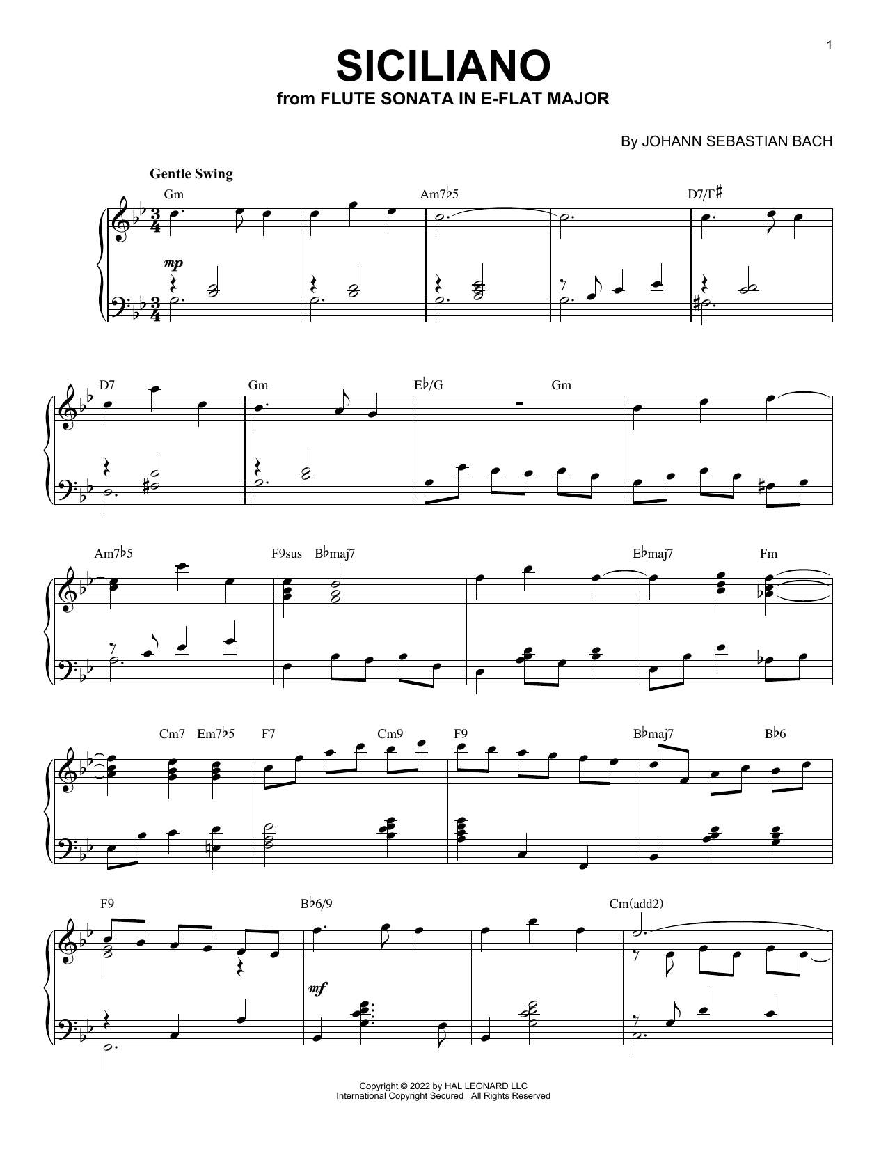 Johann Sebastian Bach Siciliano [Jazz version] (arr. Brent Edstrom) Sheet Music