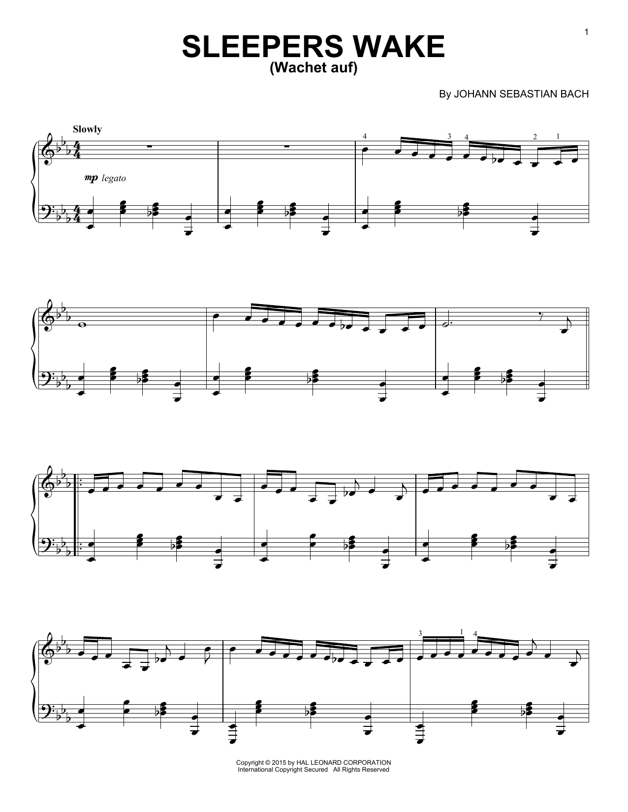 Johann Sebastian Bach Sleepers, Awake (Wachet Auf) [Jazz version] Sheet Music
