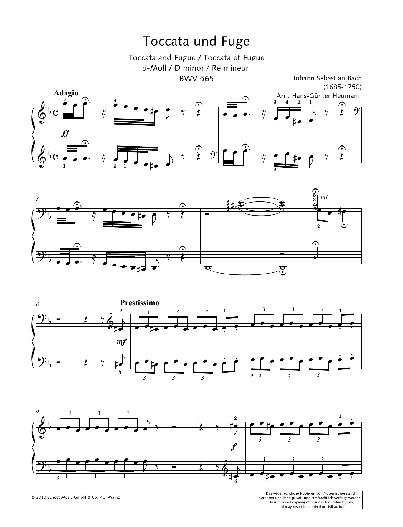 Hans-Gunter Heumann Toccata and Fugue in D Minor Sheet Music