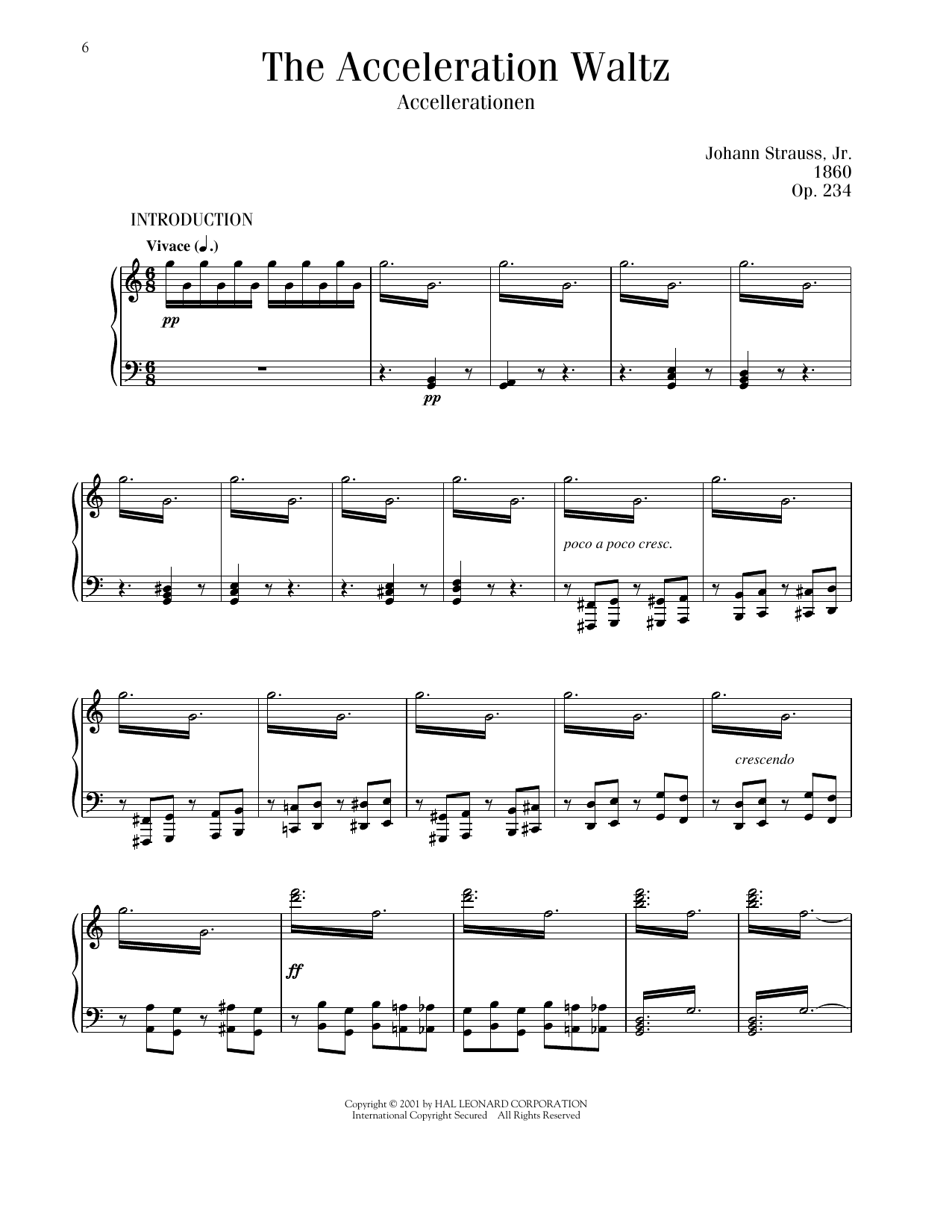 Johann Strauss Acceleration Waltz, Op. 234 Sheet Music