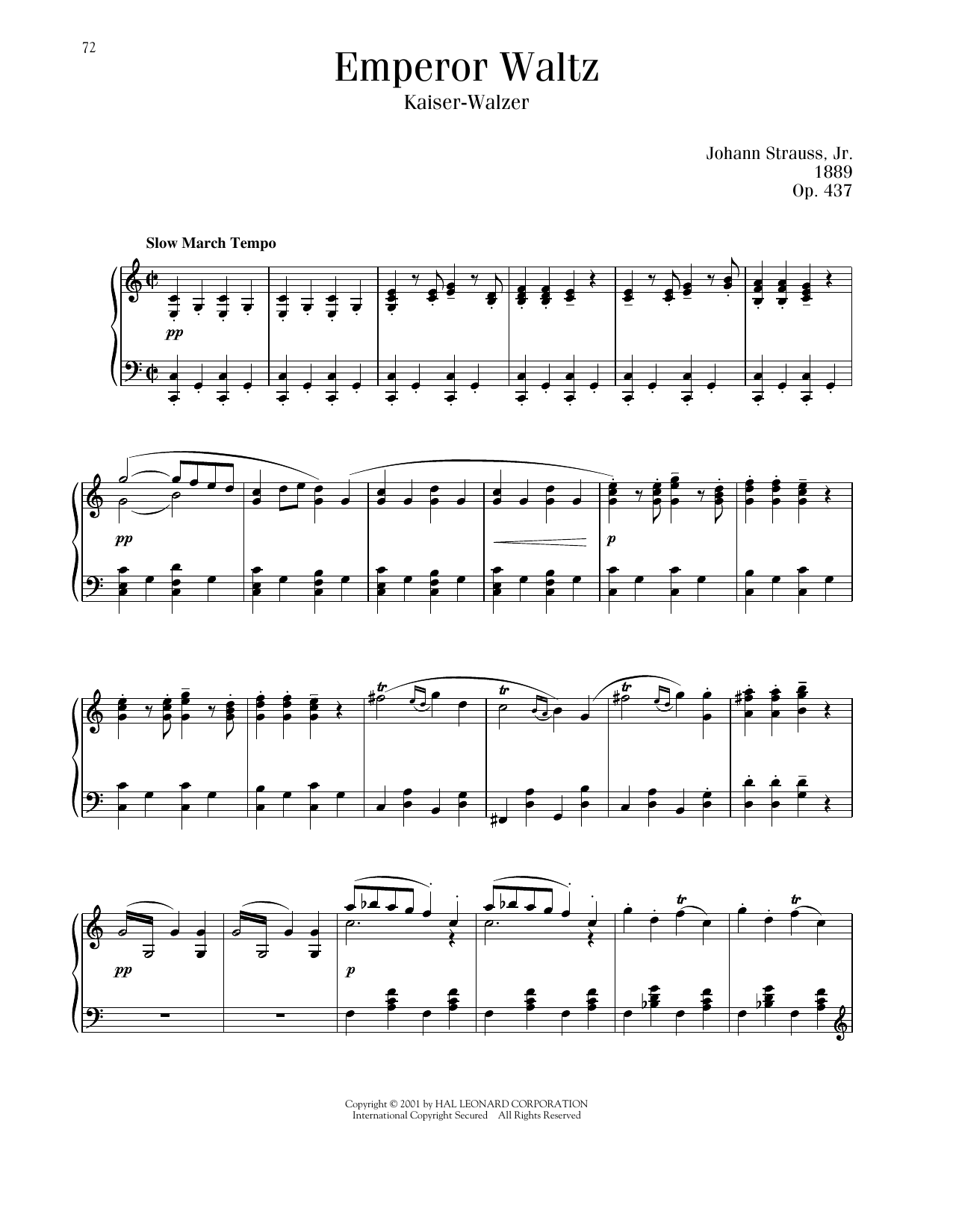 Johann Strauss Emperor Waltz, Op. 437 Sheet Music