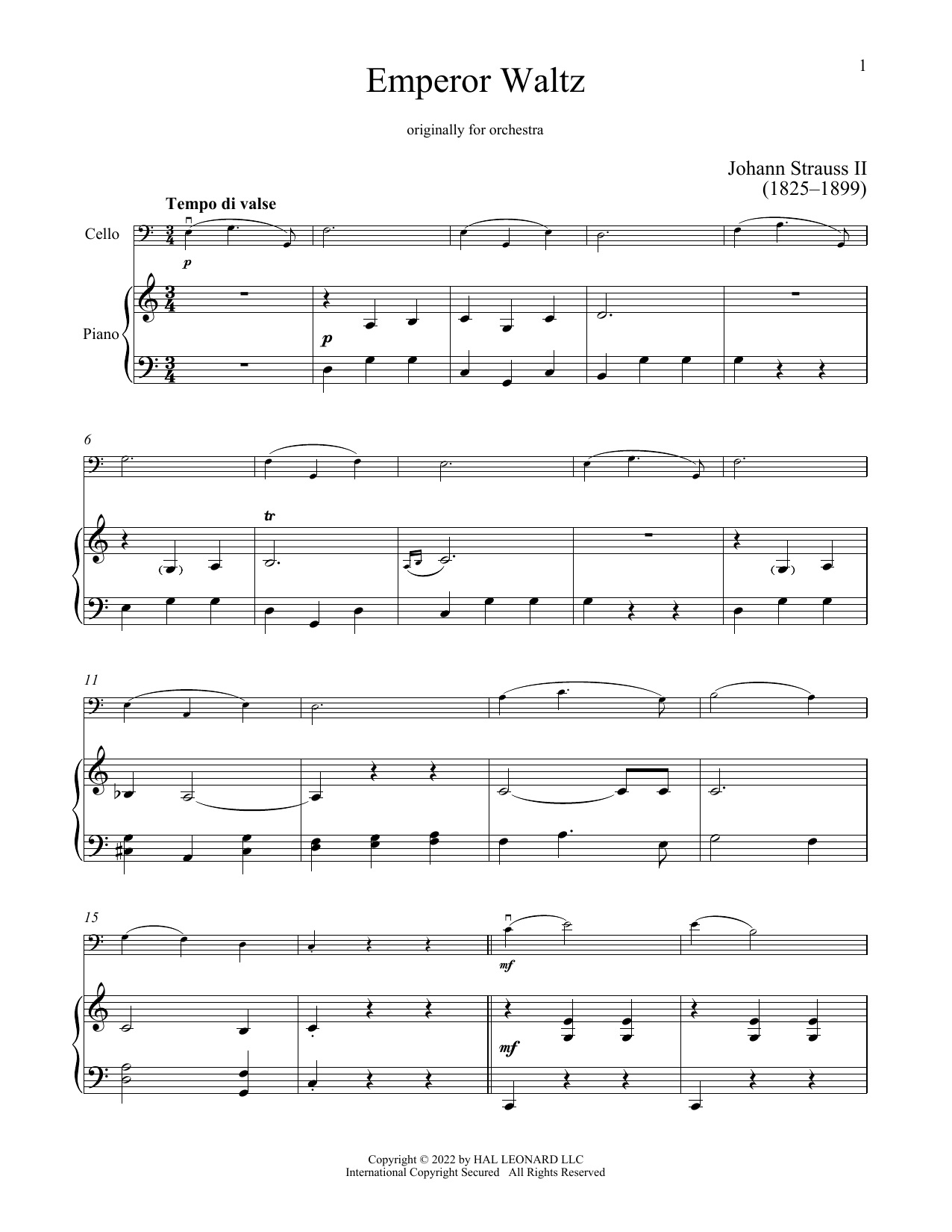 Johann Strauss II Emperor Waltz, Op. 437 Sheet Music