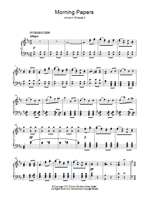 Johann Strauss II Morning Papers Sheet Music