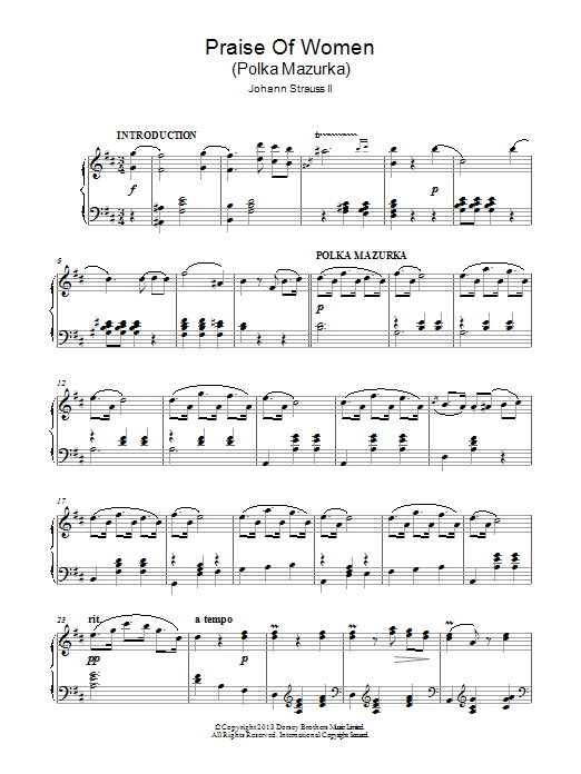 Johann Strauss II Praise Of Women Sheet Music
