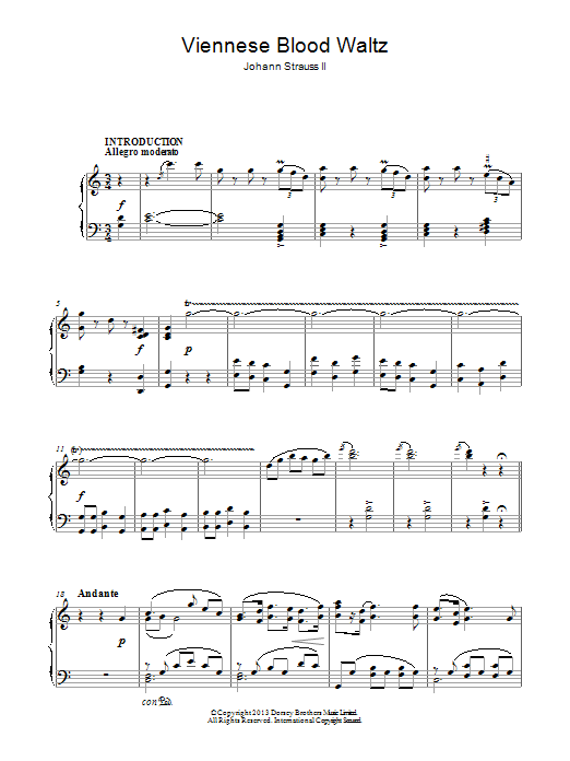 Johann Strauss II Vienna Blood Sheet Music