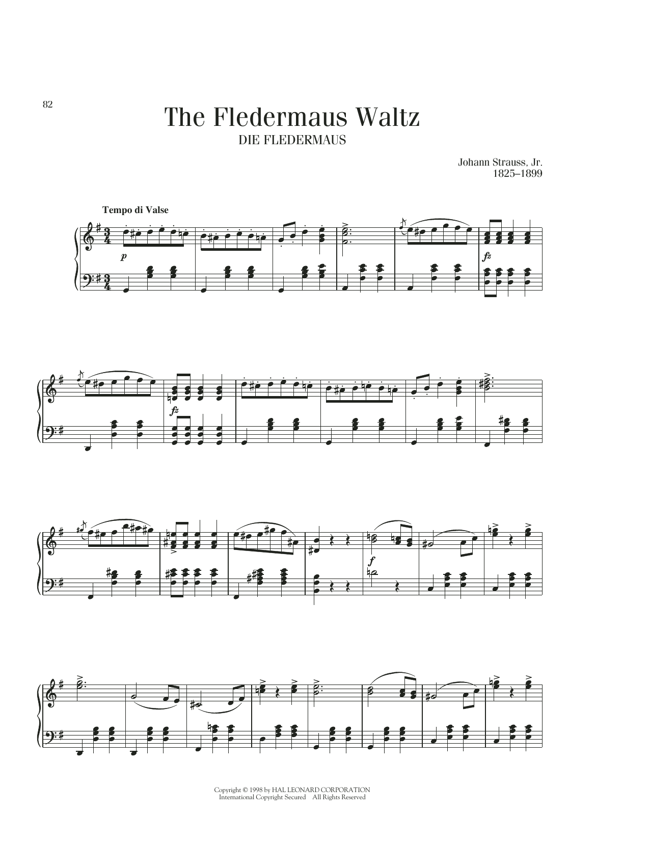 Johann Strauss, Jr. The Fledermaus Waltz Sheet Music