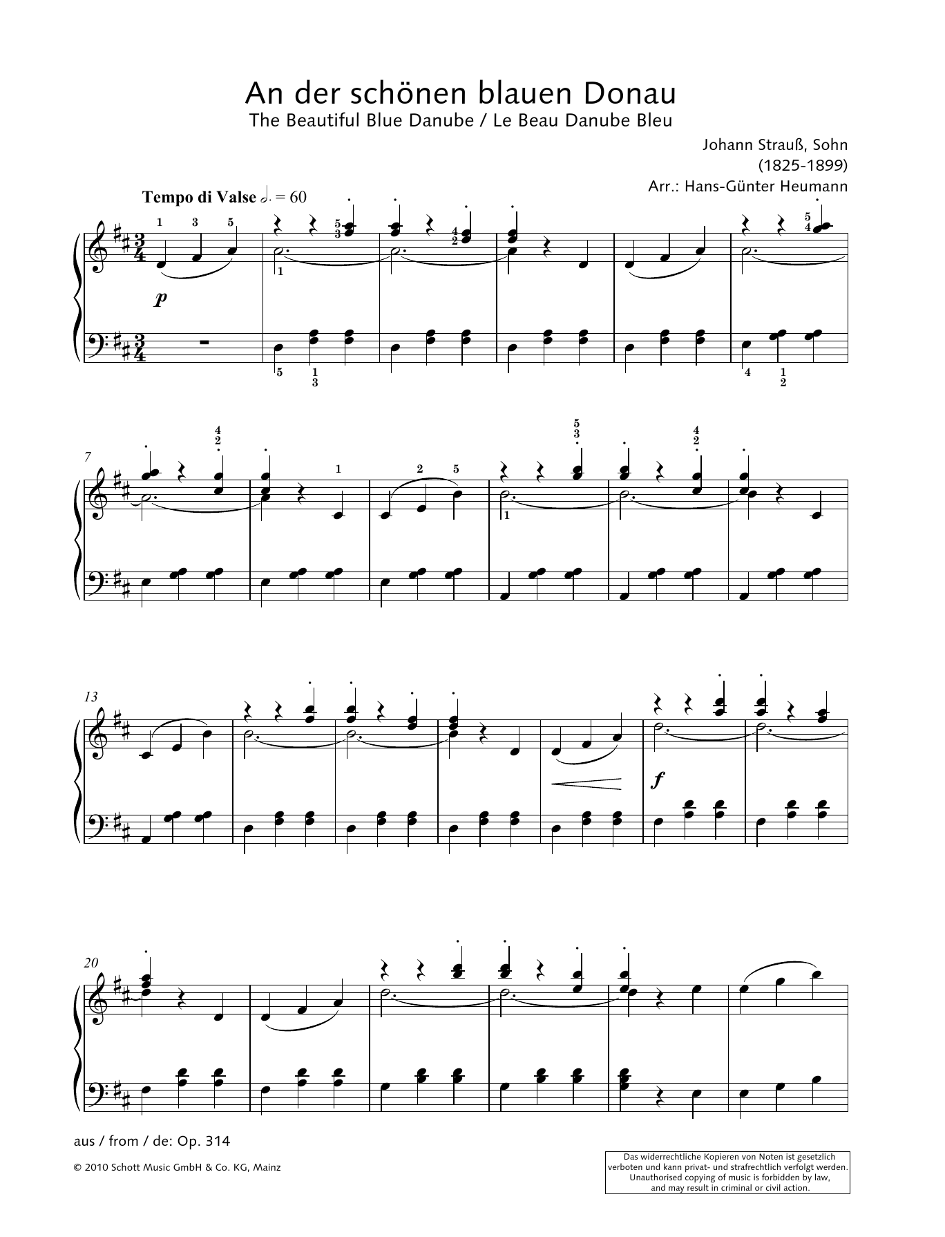 Johann Strauss The Beautiful Blue Danube Sheet Music
