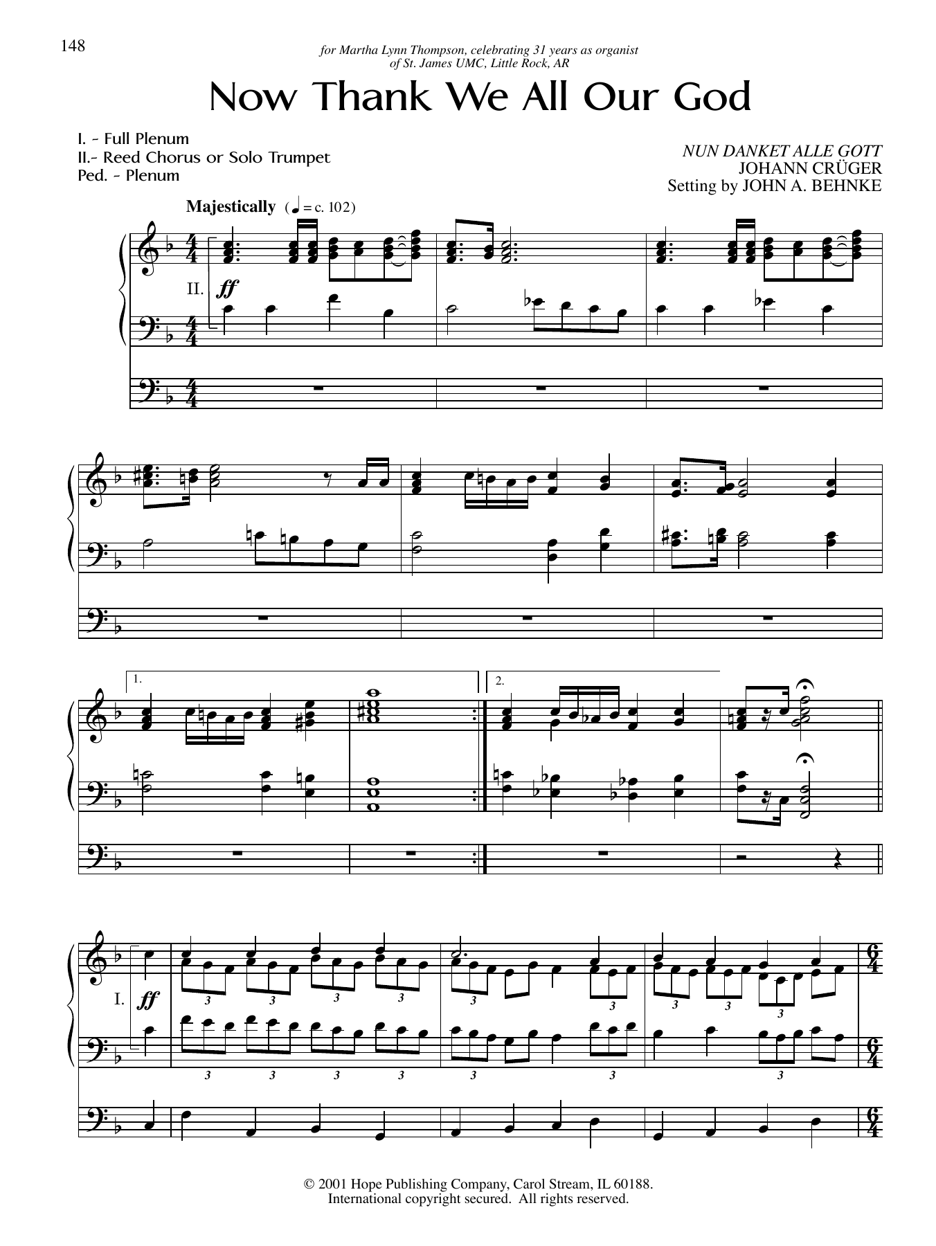 John A. Behnke Now Thank We All Our God Sheet Music