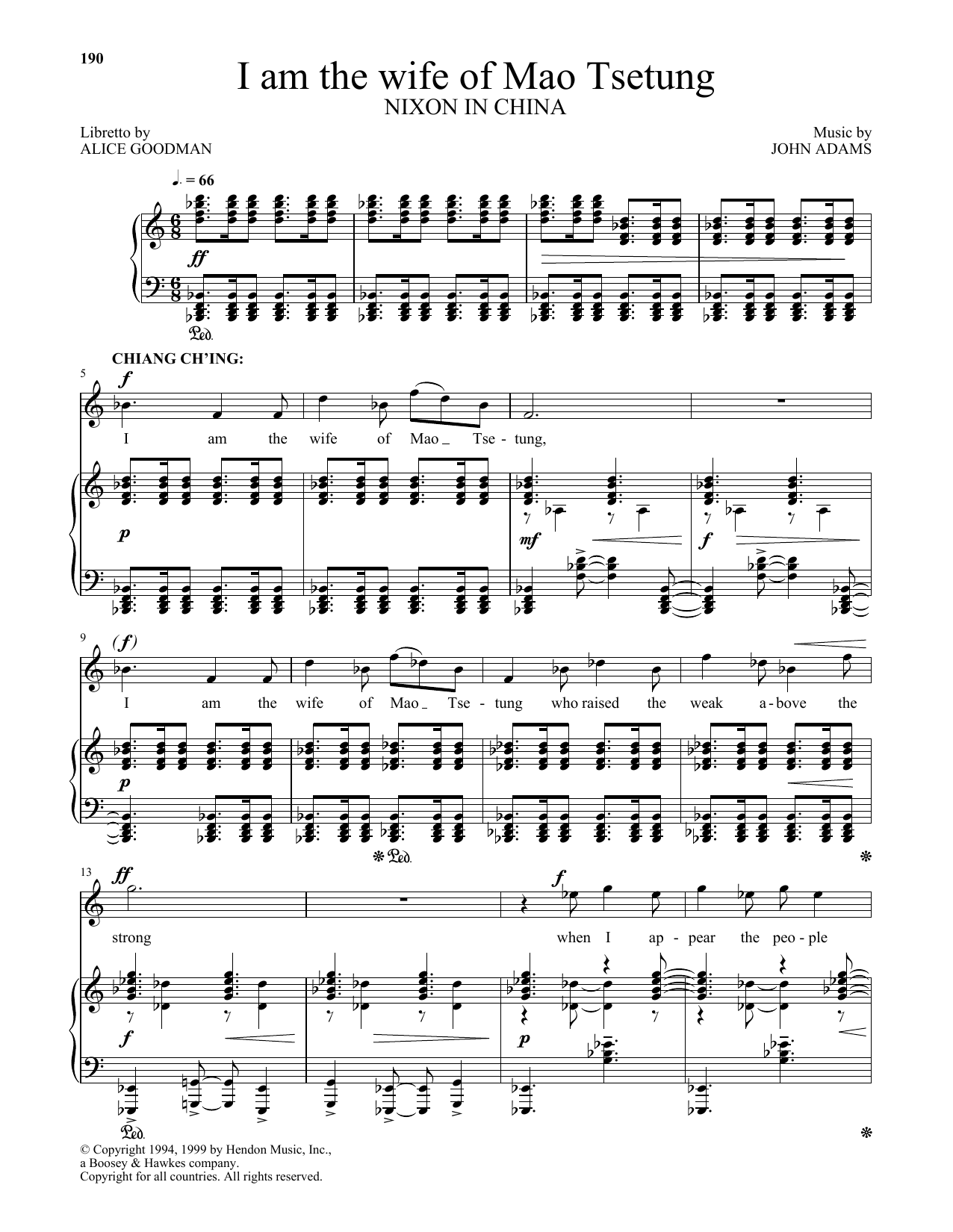 John Adams I am the wife Of Mao Tsetung (from Nixon In China) Sheet Music