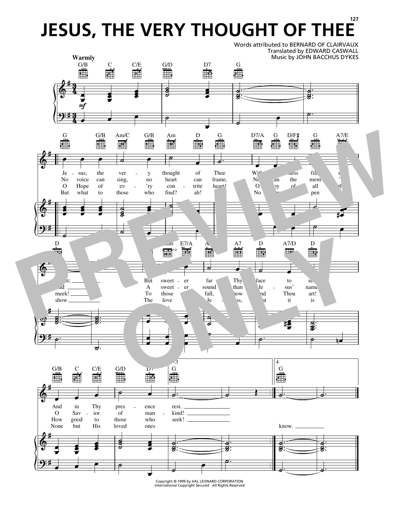 John Bacchus Dykes Jesus, The Very Thought Of Thee Sheet Music