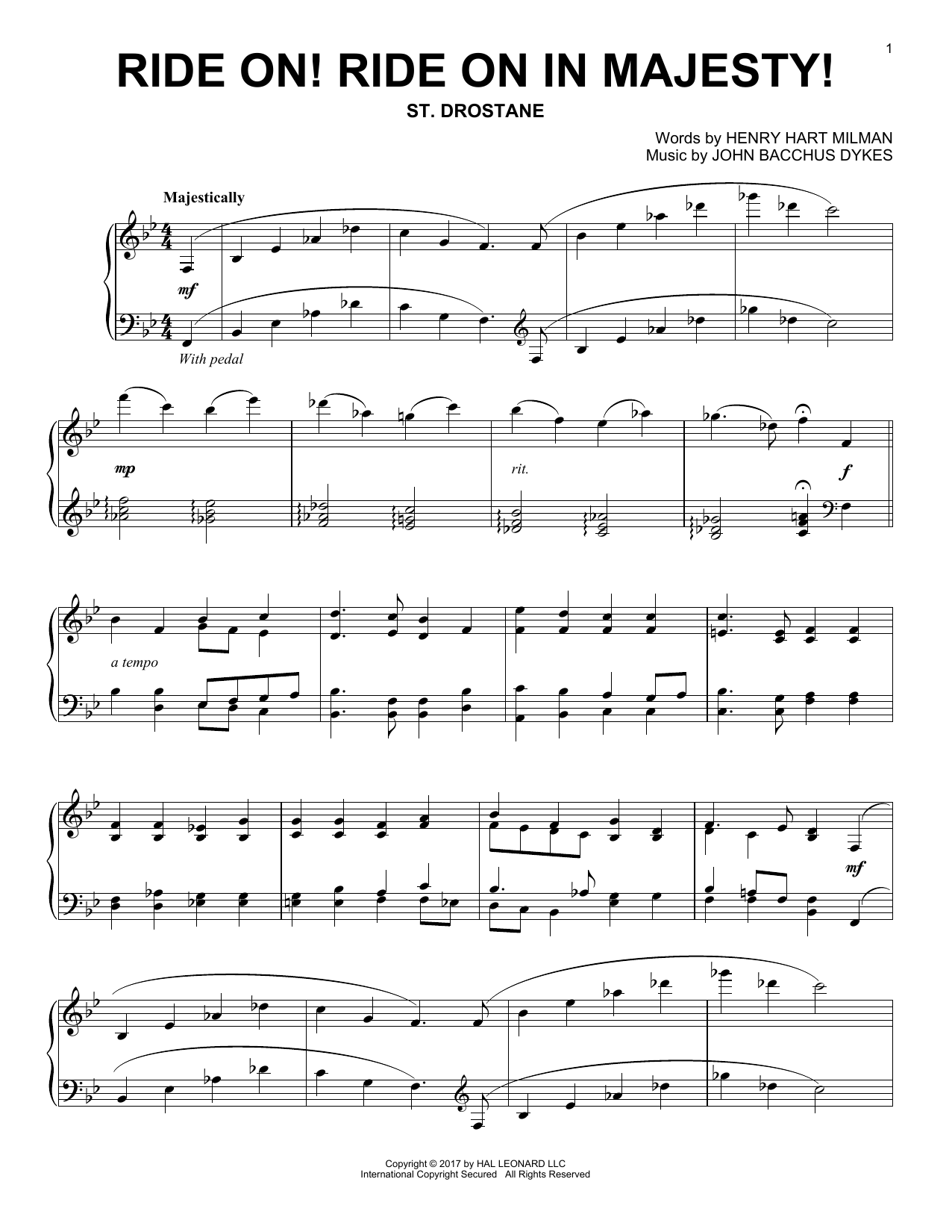 John Bacchus Dykes Ride On! Ride On In Majesty! Sheet Music