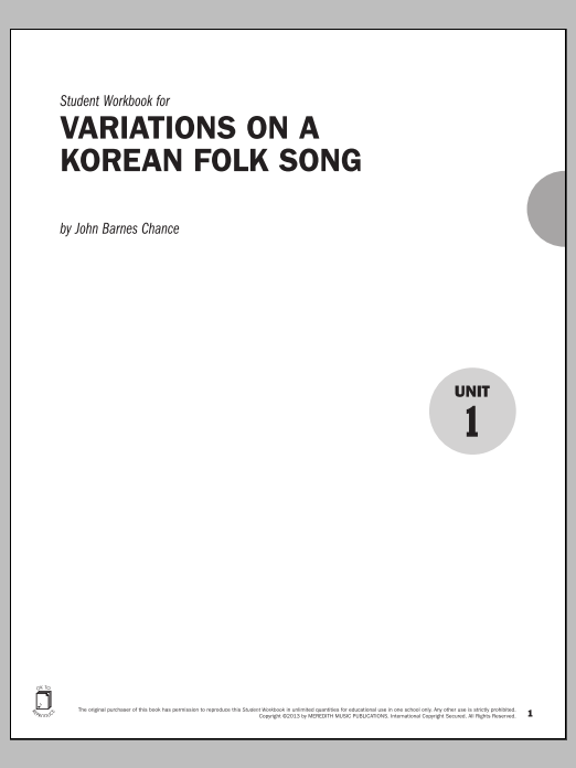 John Barnes Chance Guides to Band Masterworks, Vol. 3 - Student Workbook - Variations on a Korean F Sheet Music