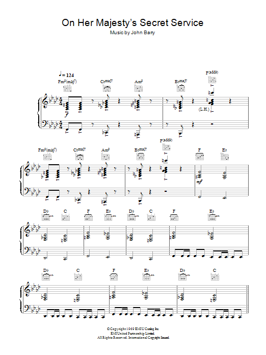John Barry On Her Majesty's Secret Service - Theme Sheet Music