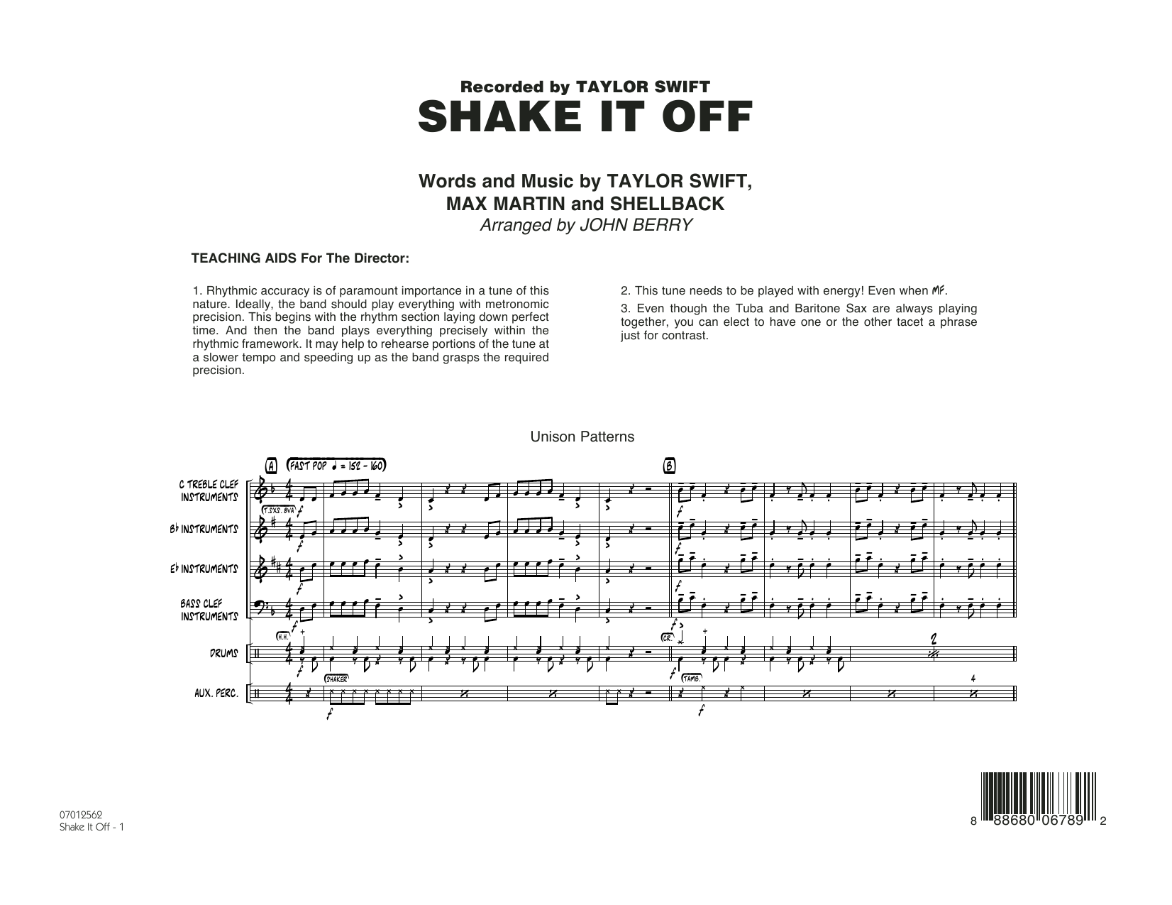John Berry Shake It Off - Conductor Score (Full Score) Sheet Music