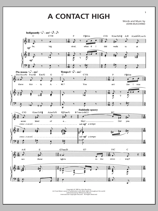 John Bucchino A Contact High Sheet Music