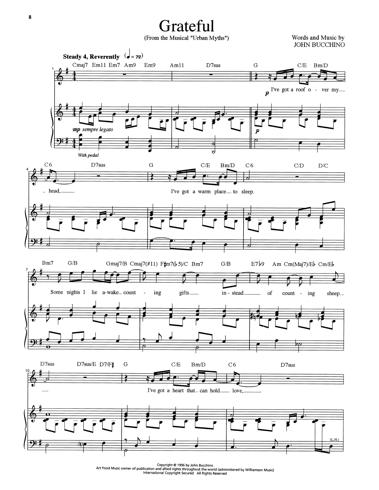 John Bucchino Grateful Sheet Music