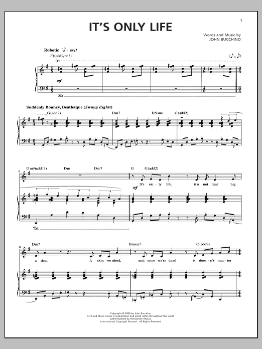 John Bucchino It's Only Life Sheet Music
