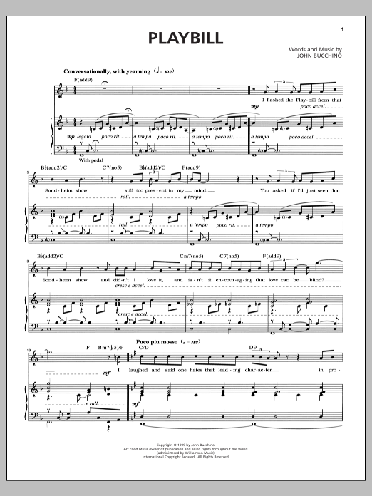 John Bucchino Playbill Sheet Music