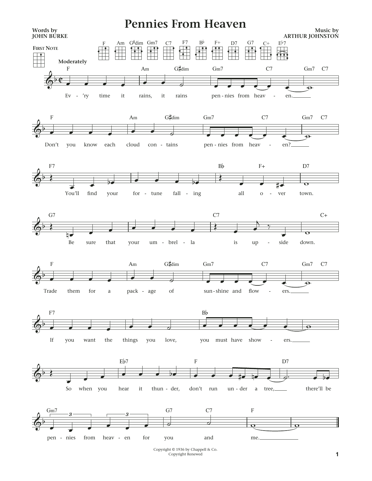 John Burke Pennies From Heaven (from The Daily Ukulele) (arr. Liz and Jim Beloff) Sheet Music