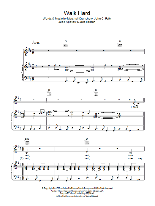 John C. Reilly Walk Hard Sheet Music