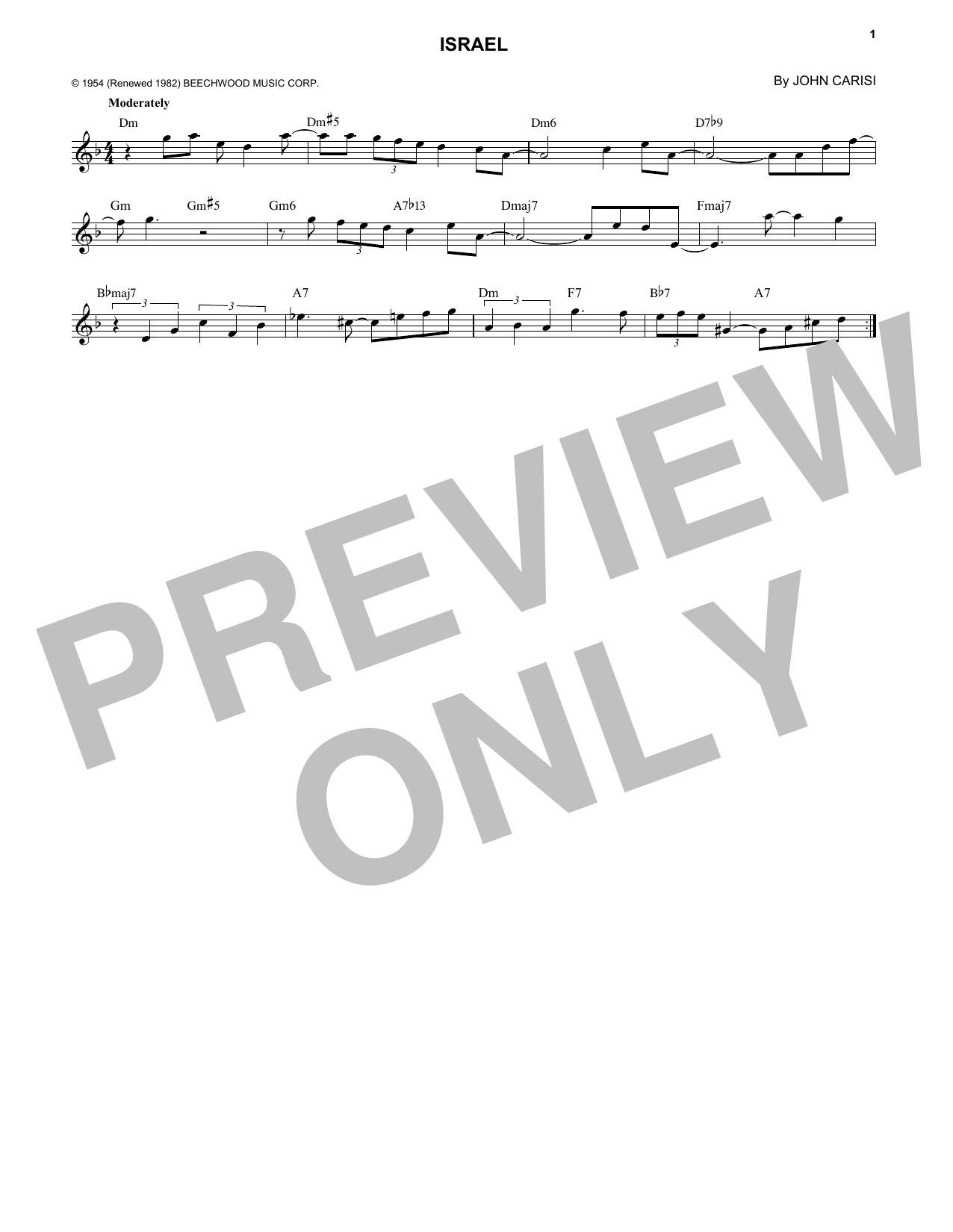 John Carisi Israel Sheet Music