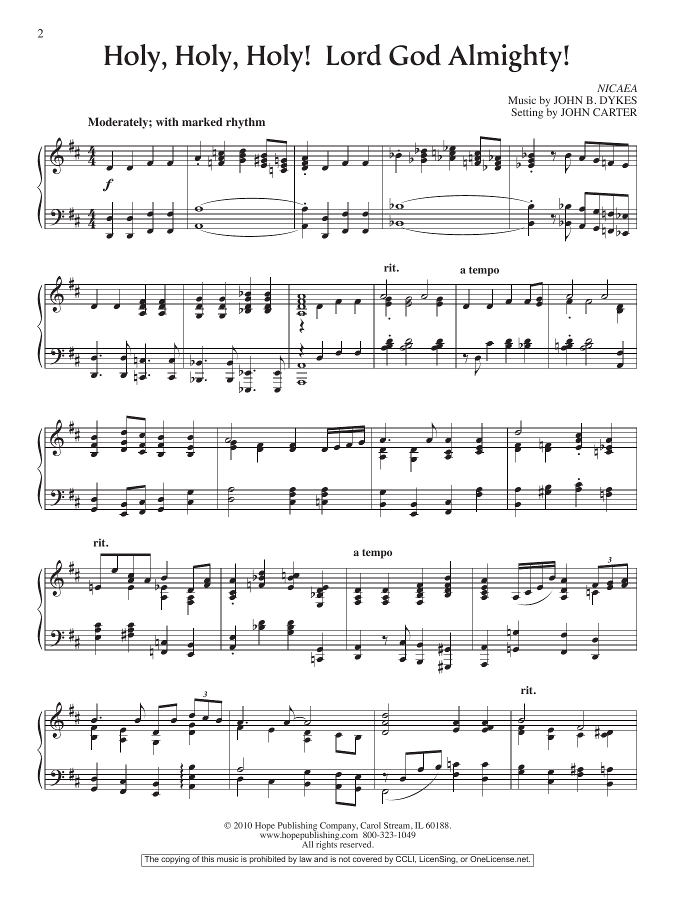 John Carter Holy, Holy, Holy! Lord God Almighty! Sheet Music