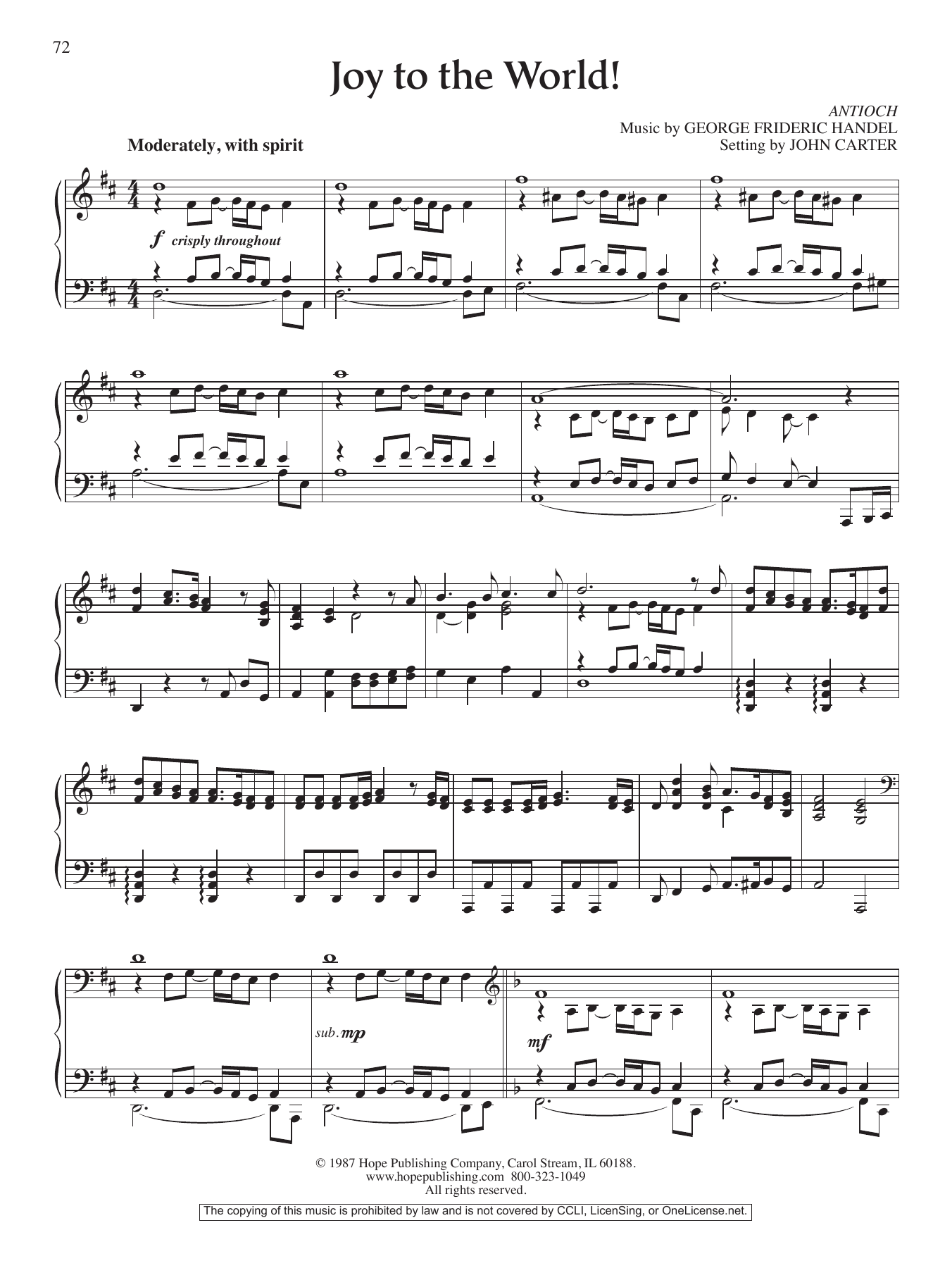 John Carter Joy to the World! Sheet Music