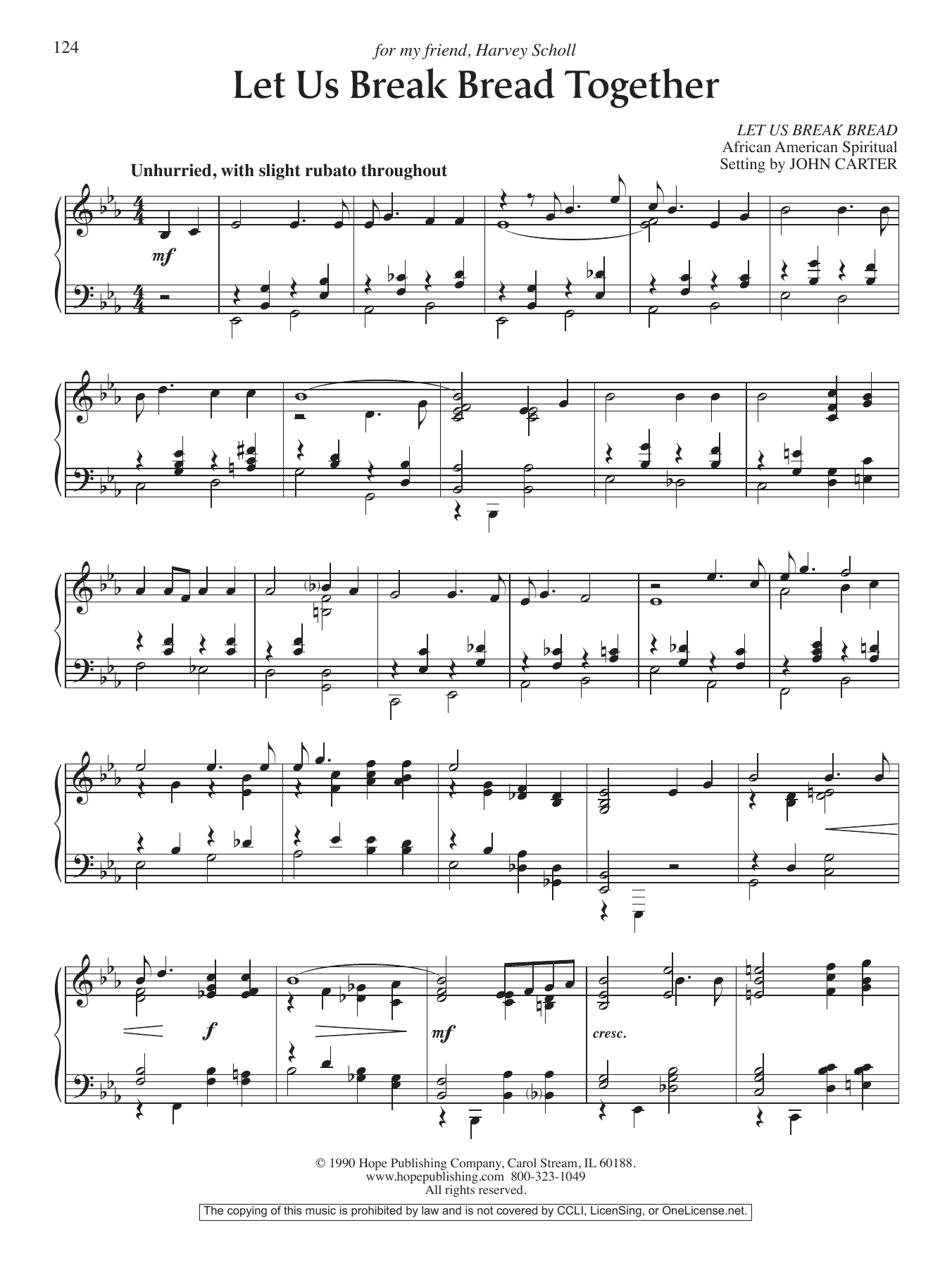 John Carter Let Us Break Bread Together Sheet Music