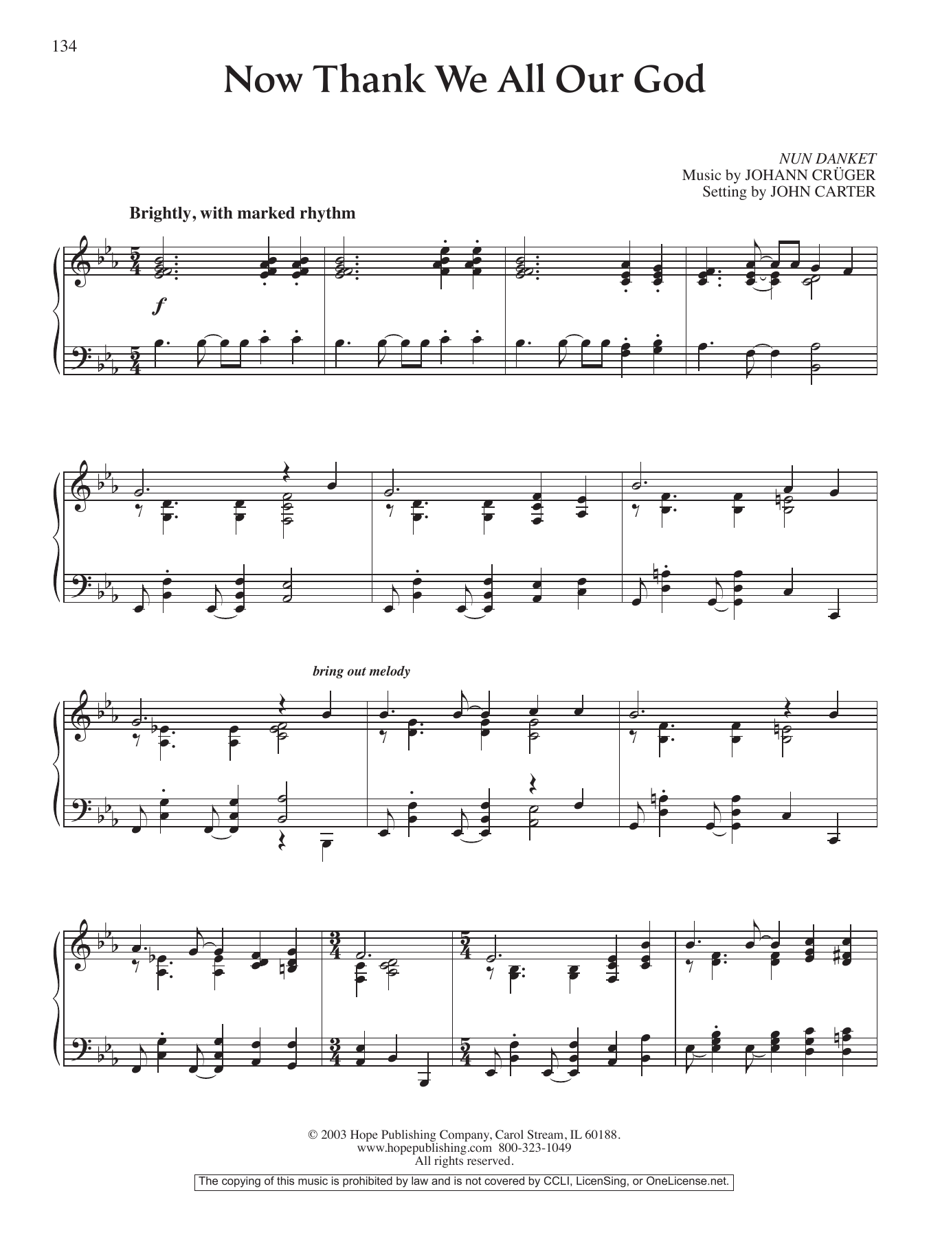 John Carter Now Thank We All Our God Sheet Music